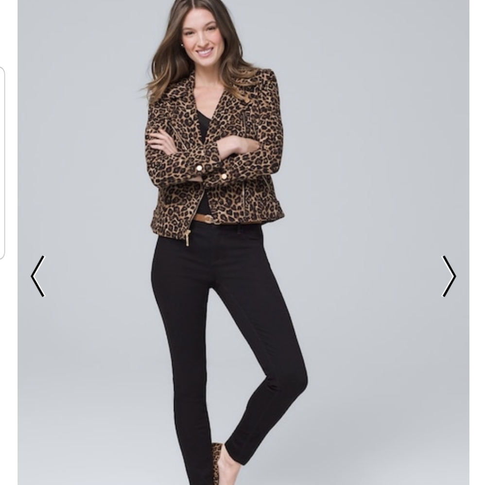 White house Leapord Moto Jacket